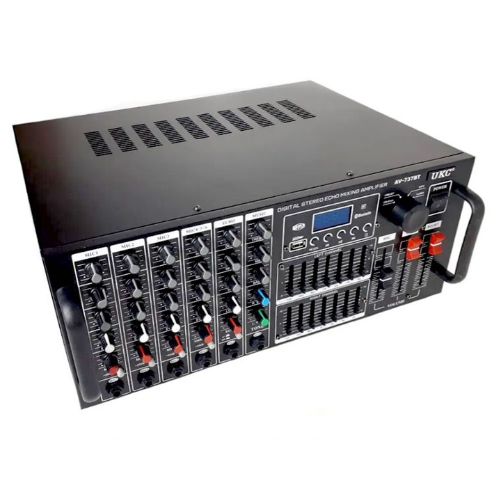 Amplificator audio 2x350W cu Bluetooth, USB, radio FM si egalizator