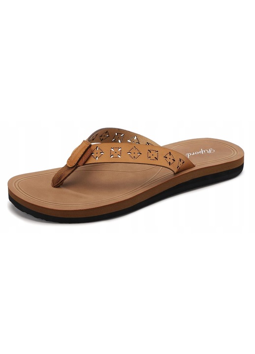 Slapi dama flip-flop, stilati, maro, pentru plaja si piscina, 36 EU