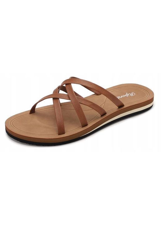 Slapi dama flip-flop, pentru plaja si piscina, maro