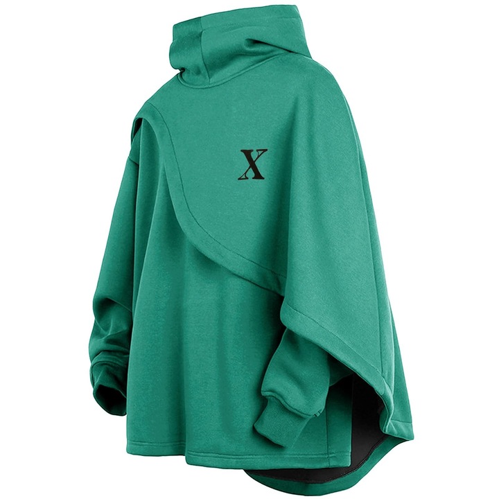 Hanorac Poncho cu Gluga, Supradimensionat, Cosplay, Unisex, Verde, 5XL