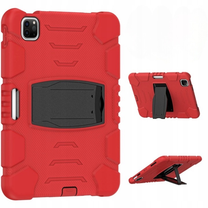 Etui pancerne pentru tableta, rosu, cu suport, 12.9"