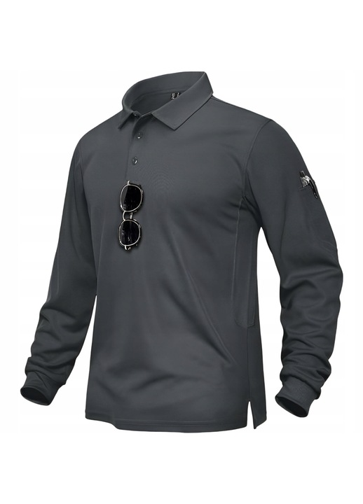 Bluza Polo Barbati, Gri, Maneca Lunga, Tactic Elegant, 3XL INTL