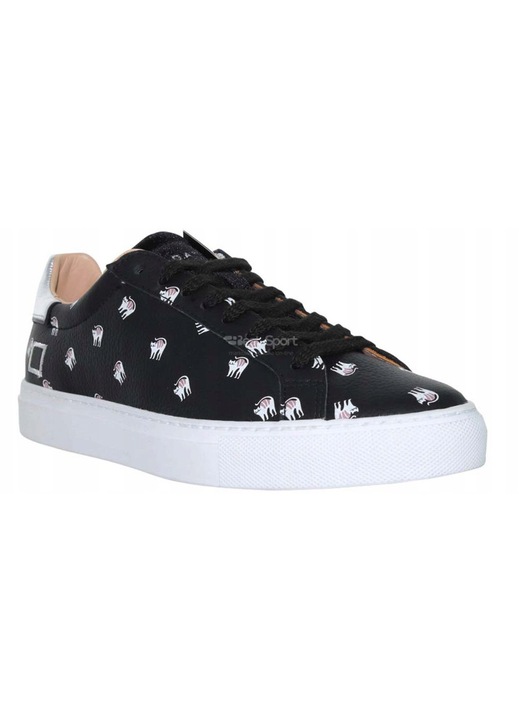 D.A.T.E. Newman Cats női tornacipő, fekete bőr, kényelmes, elegáns, 38 EU