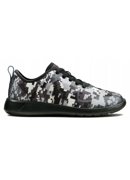 Pantofi copii Clarks Scape Soar, usori, negru-alb, material textil, pentru baieti, 29 EU