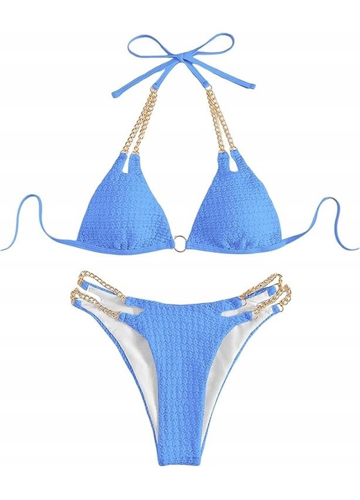 Costum de baie dama, bikini, albastru, doua piese