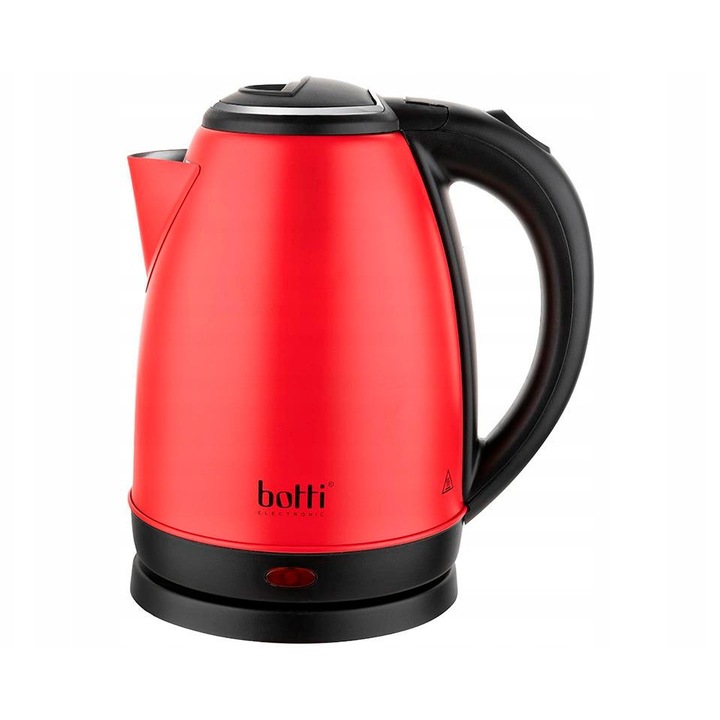 Fierbator electric Botti Victor 1,7L, 1800W, inox, rosu, cu baza rotativa