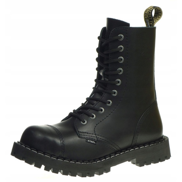Bocanci din piele inalti STEEL, 10 ochiuri, culoare neagra, incaltaminte protectia muncii, 43