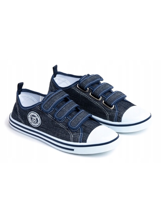 Tenisi dama Axim, alb-bleumarin, inchidere velcro, material textil, design modern, 37 EU