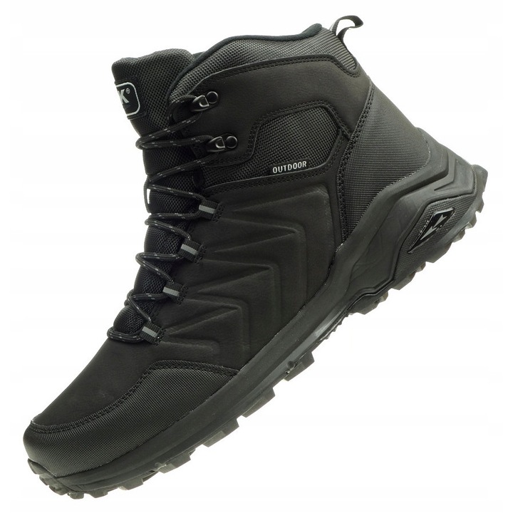 Bocanci trekking DK EXEC HIGH, tactici, negru, piele ecologica, sistem de inchidere cu sireturi