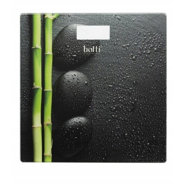 Cantar corporal electronic Botti, model BAM BOO, 180kg, 28x28cm, sticla rezistenta la zgarieturi