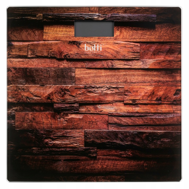 Cantar corporal electronic Botti Cedar, 28x28cm, sticla securizata, capacitate 180kg, culoare maro