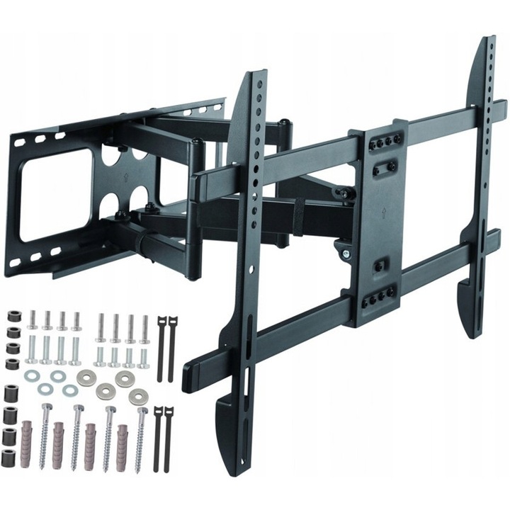 Mobil TV állvány, 32-85 hüvelyk, 60kg, fekete, komplett szerelőkészlet