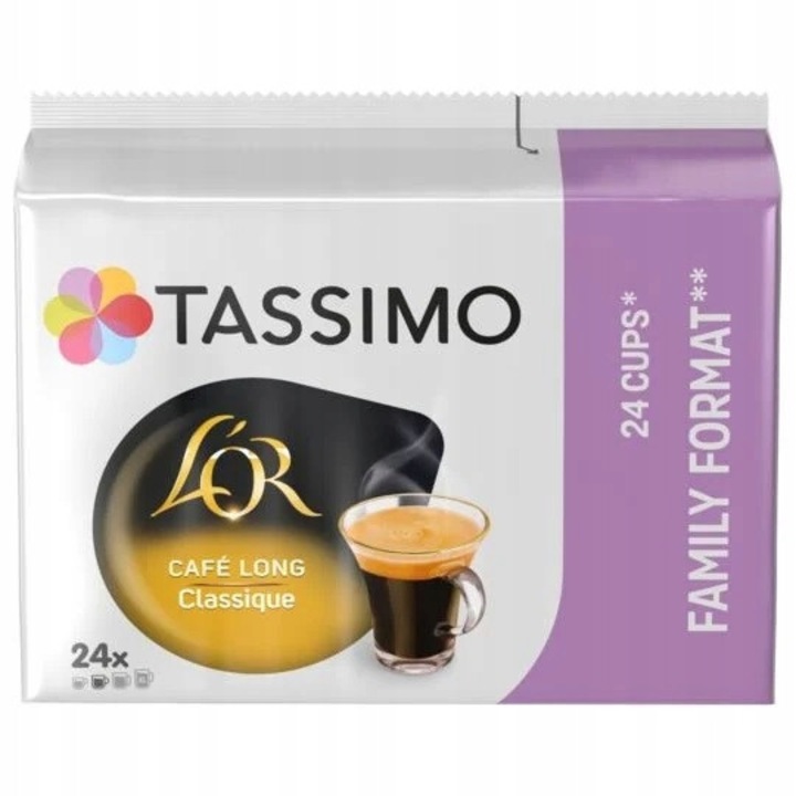 Cafea Tassimo L'OR Cafe Long, 24 capsule, A++, aroma echilibrata, cafea macinata