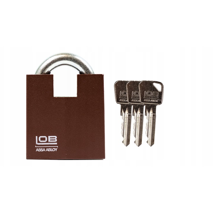 Lacat LOB KW02, 70mm, 3 chei, culoare bronz, sistem Master Key