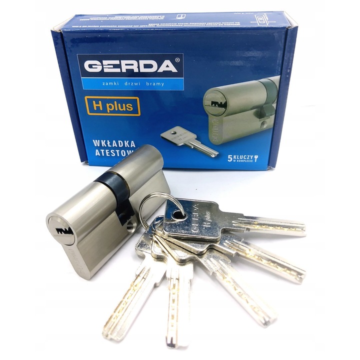 Cilindru usa GERDA H Plus 30x35mm, 6 zastawek, nikiel satinat, set cu 5 chei