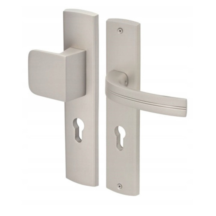 Set 2 manere usa exterior VDS, model VIA, 90mm, finisaj nichel velvet, 50x235mm