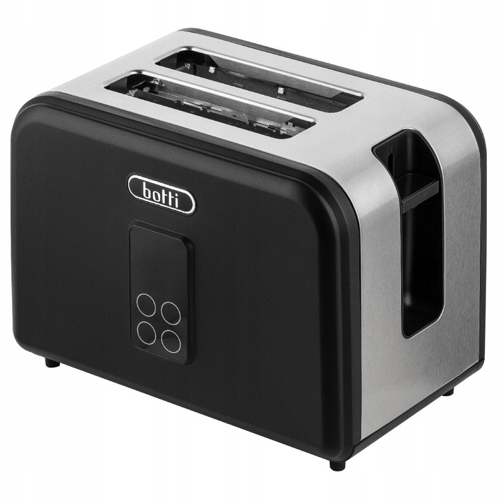 Toster Botti Luiz 2-comori, 930W, negru, functii de oparire si dezghetare, dimensiuni 19x26x16,5cm