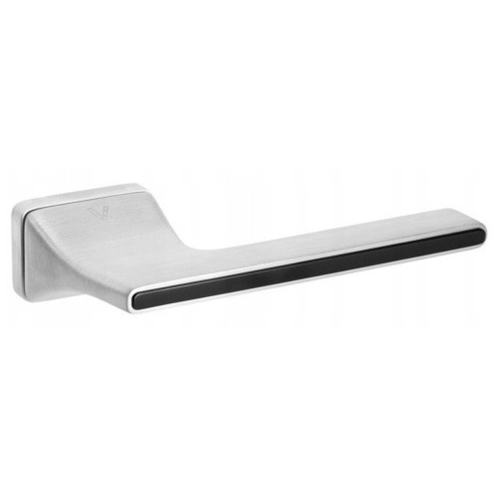 Maner usa, LUCA, crom periat, insert negru, 35x51mm, set montaj inclus