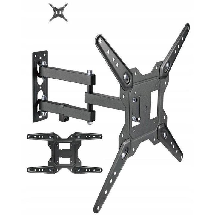 Suport TV rotativ, model PV32, 6-40cm distanta de perete, inclinare 15°, negru