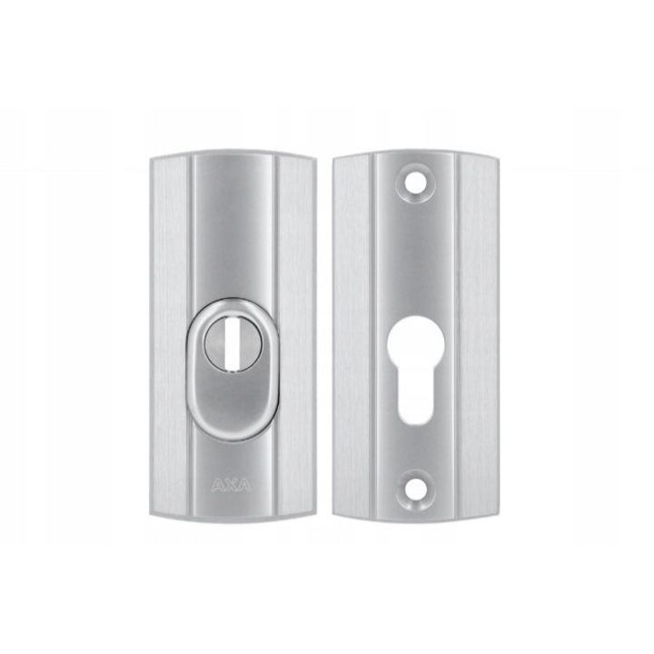 Rozeta AXA Prestige, 3 clasa de securitate, aluminiu, argintie, set montaj inclus