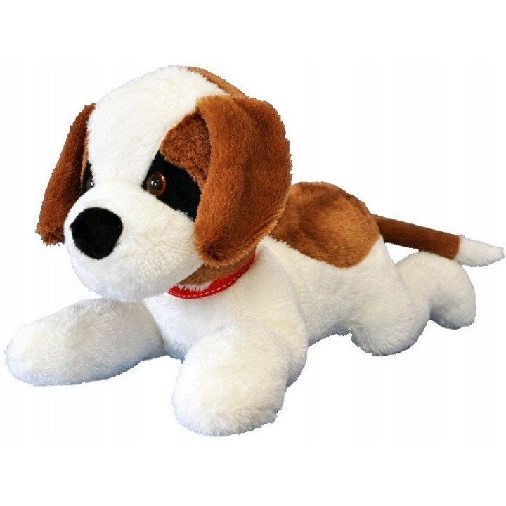 Jucarie de plus Bernardyn Gonzo, 50cm, culoare bej, cu fular rosu