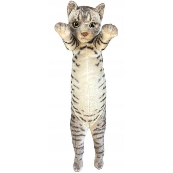 Jucarie de plus, Dubi, pisica stand, 55cm, gri, cu detalii roz