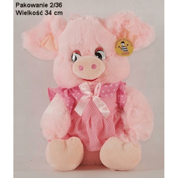 Jucarie de plus, Deef, Swinka in rochie, 34cm, roz
