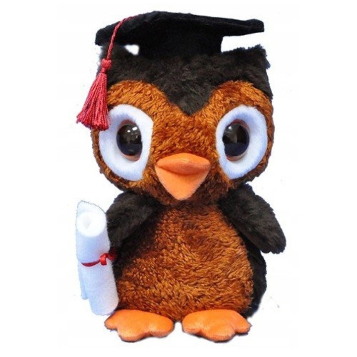 Jucarie de plus, Gonzo, bufnita scolara, 20cm, cu diploma si birete