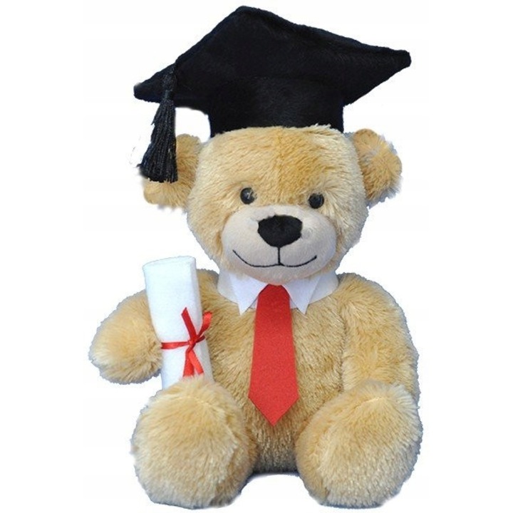 Jucarie de plus Gonzo Urs Absolvent Scolar, 27cm, rosu