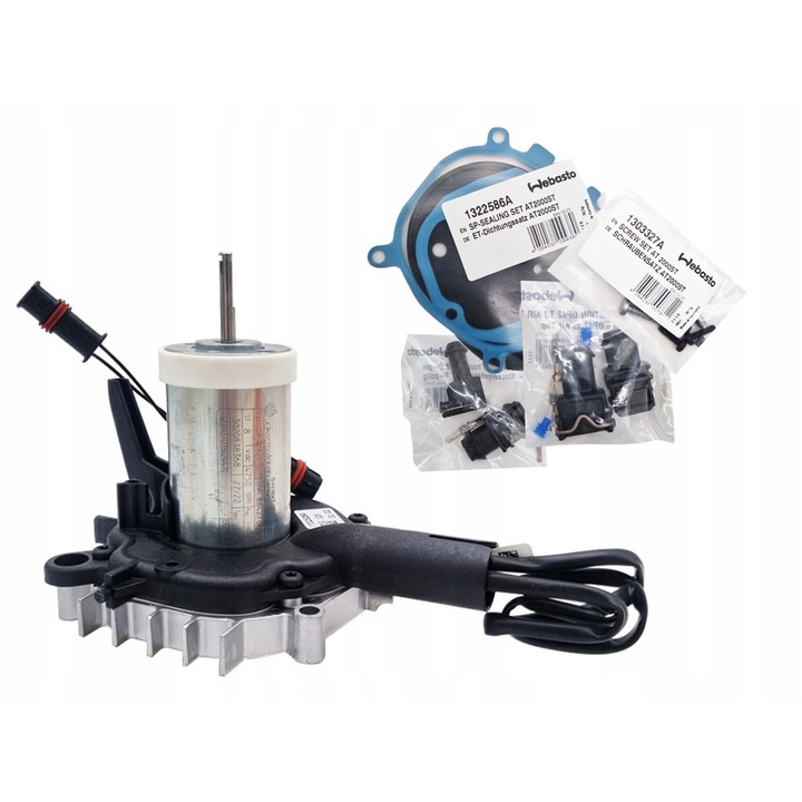 Motor ventilátor Webasto 1302786A, 12V, Air Top 2000 ST fűtéshez, szett hajtóegységgel és kábellel az adagolószivattyúhoz
