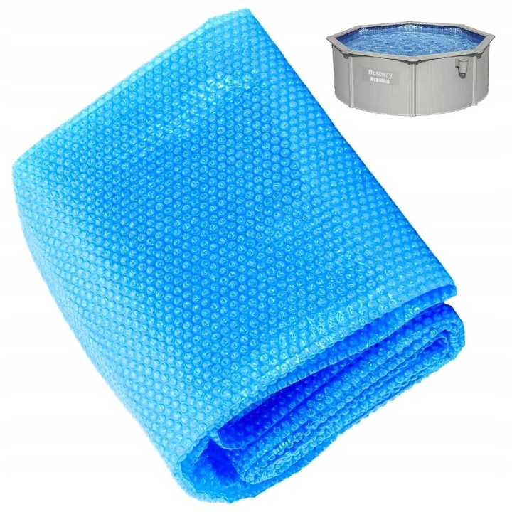 Folie solara cu bule pentru incalzirea apei Basen, compatibila cu piscina Bestway Hydrium 300x120cm, material rezistent, usor de intretinut