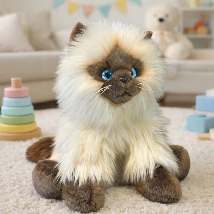 Плюшена играчка сиамска котка DUBI, 28 см, реалистична, мека