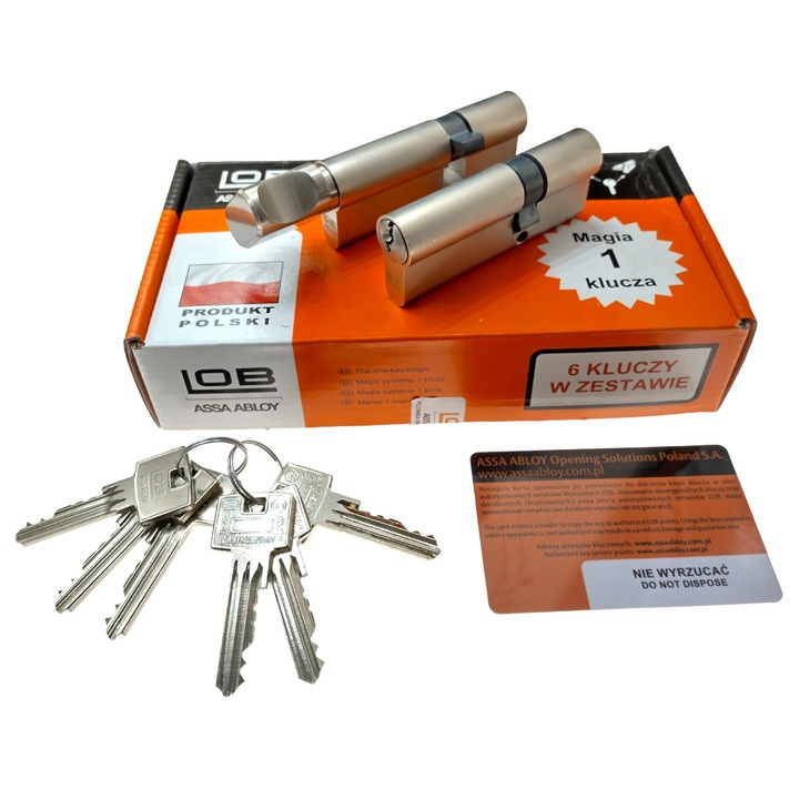 Cilindri usa LOB, Komplet 2 wkladki, 35x55mm, nikiel satyna, 6 claviaturi