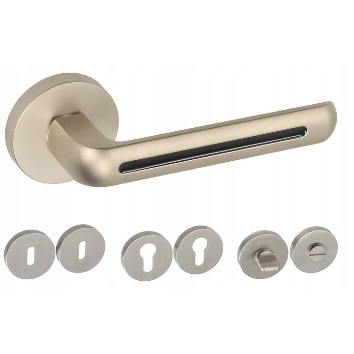 Maner usa Gamet, model EXIMUS, set cu rozete, nikiel satinat, 49x49mm