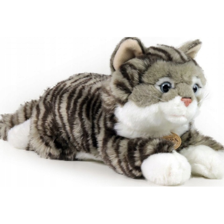 Pisica plusata gri Rappa, 40x18x16cm, ecologica, pentru copii