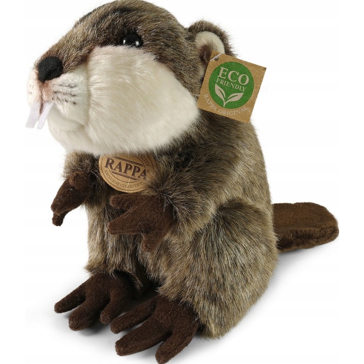 Плюшена играчка Rappa, Стар бобър, екологична, 30x20см, комплект