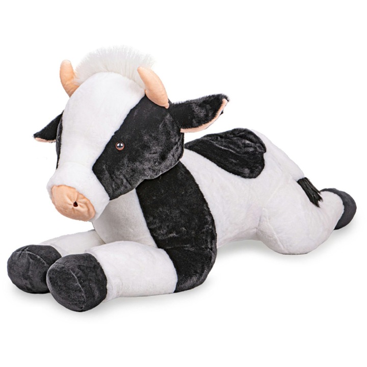 Jucarie de plus, Mikro Trading, Caprita, 90cm, alb-negru, moale