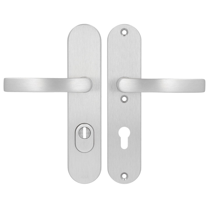 Maner usa AXA QUEBEC 92mm, inox, set cu doua klamki, 110mm, 9cm
