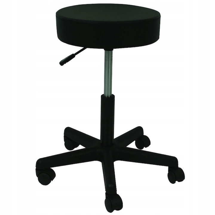 Taboret cosmetic, Multico, fara spatar, reglabil, ecologic, negru, 35x9cm, inaltime 50-64cm