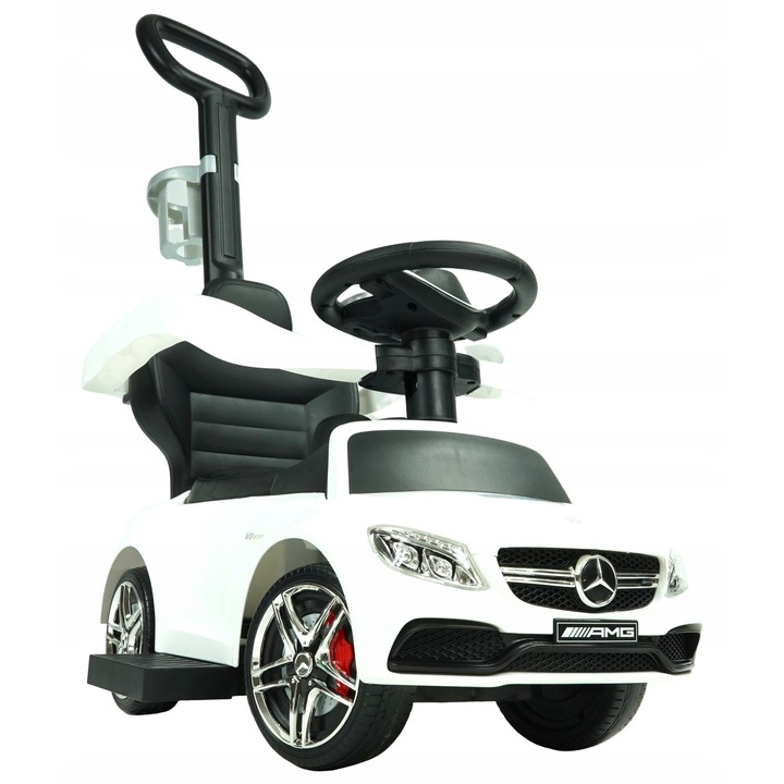Jezdnik 3w1 NELIK, Mercedes AMG, alb, pentru copii 12-36 luni, cu maner si scaun detasabil