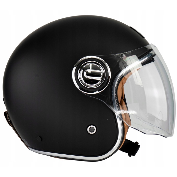 Kask motocyklowy integral, neo-retro, negru mat, M, set cu husa de protectie