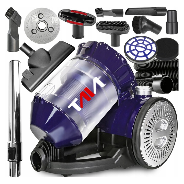 Aspirator fara sac TAIA V8217, 4000W, filtr HEPA, 9 accesorii, 3L, functie de suflare