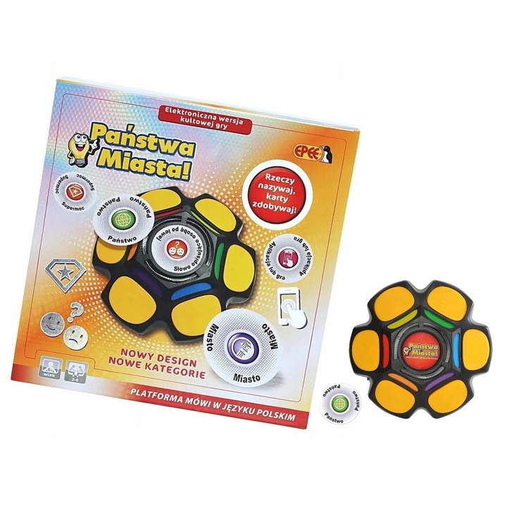 Joc de societate Epee Panstwa-Miasta, electronic, 30 carti, pentru 2-6 jucatori, multicolor