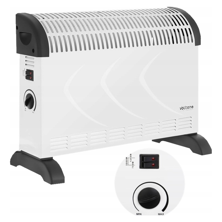 Convector electric Volteno, 2000W, termostat, alb, 39x52x20cm