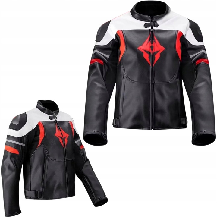 Jacheta moto din piele, 3XL, impermeabila, cu protectii CE, neagra