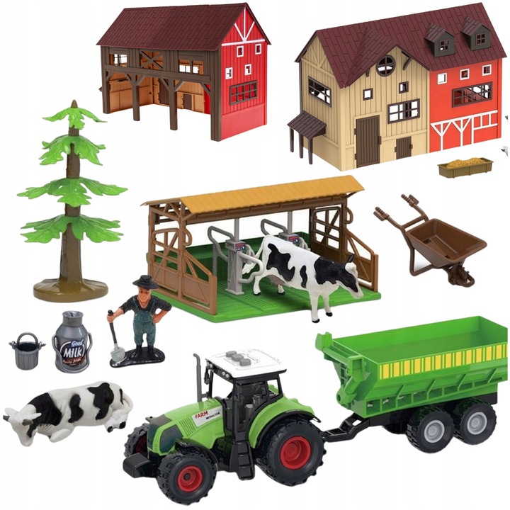 2 az 1-ben farm szett traktorral, pajtával és állatfigurákkal
