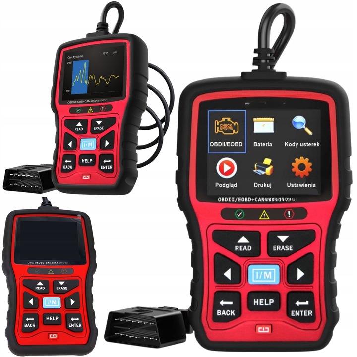 Tester diagnostic OBDII/EOBD, pachet complet, display colorat, carcasa din cauciuc, alimentare directa din conector OBDII