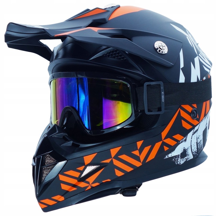 Casca motocross Horn, model H915, negru mat, marimea XL, set cu ochelari de protectie