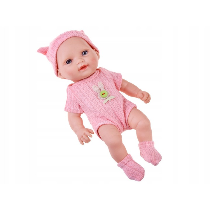 Lala bobas 26 cm, cu elemente mobile, imbracaminte detasabila, multicolor, set cu palarie si sosete