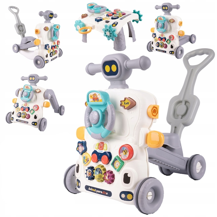 6 az 1-ben járássegítő-toló interaktív panellel, üléssel, rollerrel, 39x70x56cm, többszínű